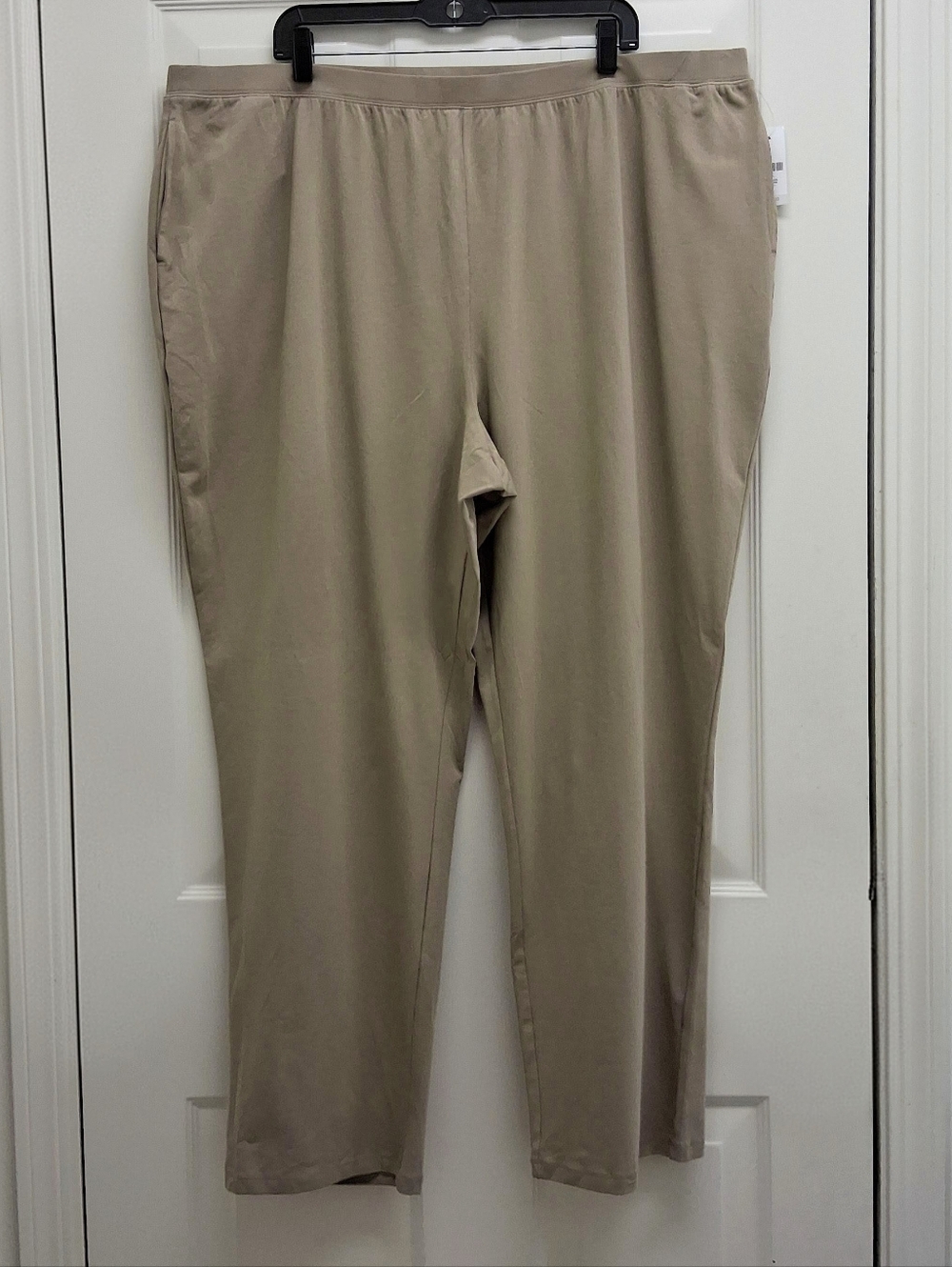 Catherines Suprema Collection Knit Pants Tan 3X 26/28W Stretch Pockets Workwear